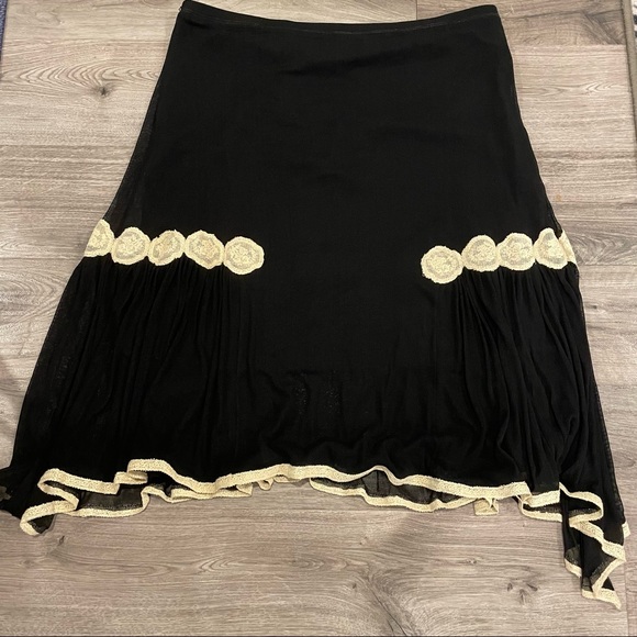 Max Studio 100% Silk Embroidered Black Skirt Size - Picture 3 of 10